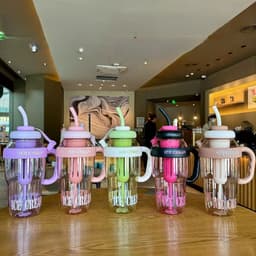 Ly/Bình Nước Có Vách Ngăn ICE CREAM 1300ml và Ly giữ nhiệt có quai Chill kèm ống hút 700ml. LMS 3