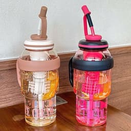Ly/Bình Nước Có Vách Ngăn ICE CREAM 1300ml và Ly giữ nhiệt có quai Chill kèm ống hút 700ml. LMS 4