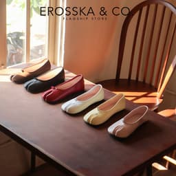 [EROSSKA] - Giày Tabi, giày búp bê nữ da mềm mũi chẻ, giày móng heo đế bệt phong cách balletcore màu đen - EL149 2