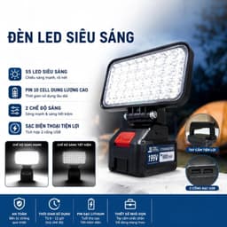 Đèn LED Siêu Sáng Sử Dụng Pin 10 CELL 55 LED Với 2 Chế Độ Sáng, Có Cổng Sạc Điện Thoại USB 1