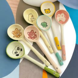 Set 6 thìa/muỗng inox dài nouva và Set 2 Thìa cơm gốm sứ siêu đáng yêu hoạ tiết cute Xinh Yêu 8