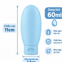 Bình Chiết Silicone Mềm Tiện Lợi 60ml, Dễ Bóp, Có Nắp Lật, Phù Hợp Đựng Dầu Gội, Sữa Tắm, Kem Dưỡng Và Mỹ Phẩm Khi Du Lị 5