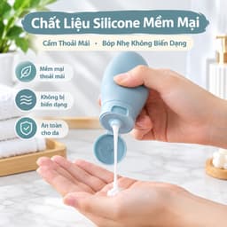 Bình Chiết Silicone Mềm Tiện Lợi 60ml, Dễ Bóp, Có Nắp Lật, Phù Hợp Đựng Dầu Gội, Sữa Tắm, Kem Dưỡng Và Mỹ Phẩm Khi Du Lị 3