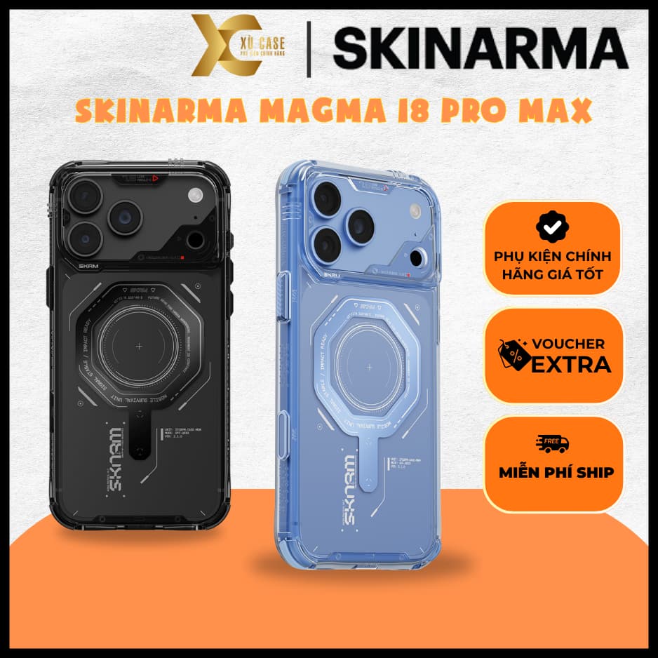 [Có iP18] Ốp SKINARMA MAGMA Viền TPU Dẻo Chống Sốc Tích Hợp Sạc Từ Tính Chính Hãng cho iP 18 |17 Pro Max