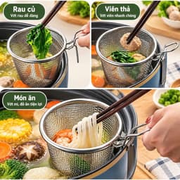 Rổ Lưới Inox 304 Vớt Thực Phẩm Có Tay Cầm – Rổ Lọc Mì Bún, Rau Củ, Đồ Lẩu, Đồ Chiên Gọn Đẹp 6