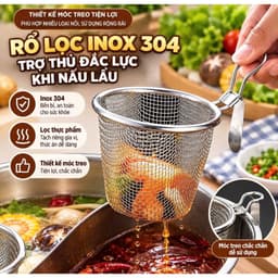 Rổ Lưới Inox 304 Vớt Thực Phẩm Có Tay Cầm – Rổ Lọc Mì Bún, Rau Củ, Đồ Lẩu, Đồ Chiên Gọn Đẹp 9