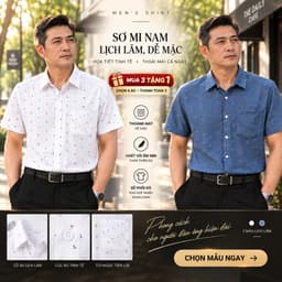 Áo Nam Áo sơ mi nam LINEN XÔ tay ngắn trung niên combo nhiều màu mã 001 chất cotton 2