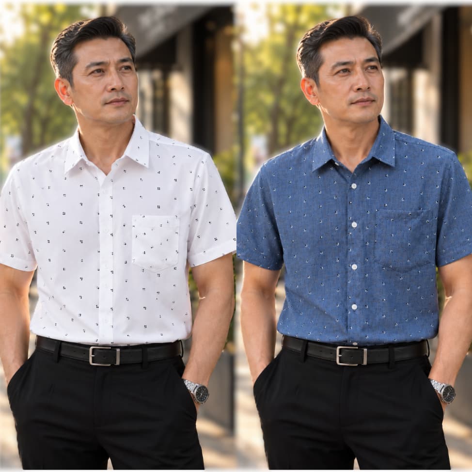 Áo Nam Áo sơ mi nam LINEN XÔ tay ngắn trung niên combo nhiều màu mã 001 chất cotton