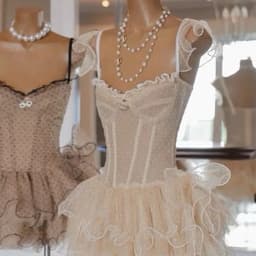Đầm Lưới Chấm Bi Corset Tay Cánh Tiên Dáng Xòe Tầng Gợn Sóng Gợi Cảm Ananclothing 3