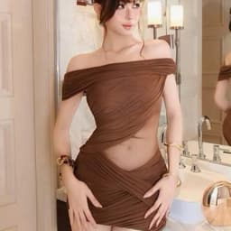 Đầm Body Trễ Vai Xếp Ly Cut Out Eo Tôn Dáng – Váy Body Mini Ôm Dáng Dự Tiệc Sang Trọng Ananclothing4 5