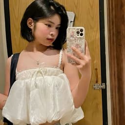 Áo Hai Dây Voan Bồng Babydoll Màu Kem Phối Ren Ngực Nơ Nhẹ Nhàng Nữ Tính Mặc Đi Biển Đi Chơi 8