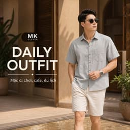 Combo 2 Áo sơ mi Cổ Đức Line cho Nam MKCLEVER Chất Vải đũi dễ mặc dễ phối, Thoáng Mát, Vận Động Thoải Mái 7