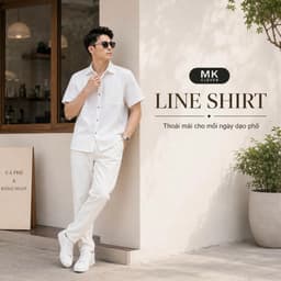 Combo 2 Áo sơ mi Cổ Đức Line cho Nam MKCLEVER Chất Vải đũi dễ mặc dễ phối, Thoáng Mát, Vận Động Thoải Mái 8