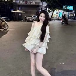 Áo lệch vai bèo tầng chất tơ nhẹ bồng bềnh, áo tơ chéo vai xếp tầng dáng ngắn nhẹ nhàng quyến rũ 8