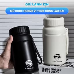Bình nước giữ nhiệt miệng rộng Chibi 1000ml và Inox 2 Lớp Vỏ Bạc 8008. 1500ml 3