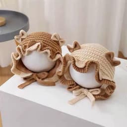 M172 Mũ Len Bèo Tai Nơ Dễ Thương Cho Bé Đáng Yêu  3m-2 tuổi 7