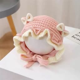 M172 Mũ Len Bèo Tai Nơ Dễ Thương Cho Bé Đáng Yêu  3m-2 tuổi 5
