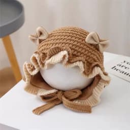 M172 Mũ Len Bèo Tai Nơ Dễ Thương Cho Bé Đáng Yêu  3m-2 tuổi 6
