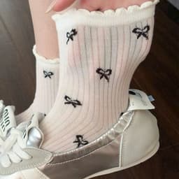 🌸FREESHIP🌸Sét 10 ĐÔI TẤT NƠ CỔ CAO hoạ tiết chấm bi, nơ đen CHO NỮ SIÊU ĐẸP 9