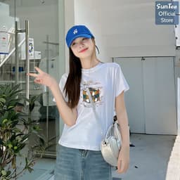 Áo thun nữ form vừa SUNTEE STFV269 phong cách basic in hình 169 vải cotton 250GSM cao cấp thoáng mát 6