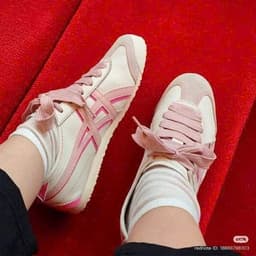 [ BIG SALE ] Giày_Tiger 66 màu kem phối sọc hồng hai lớp siêu xinh cho nữ 9