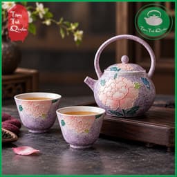 Ấm trà sử Tử yên mẫu đơn 100ml kèm 2 chén 1