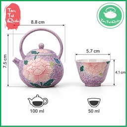 Ấm trà sử Tử yên mẫu đơn 100ml kèm 2 chén 6