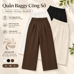 Quần Dáng Thụng Chất Kaki Nhật Dày, Đẹp, Cạp Khóá Phối Lưng Chun Hot 2026 - QD05 1