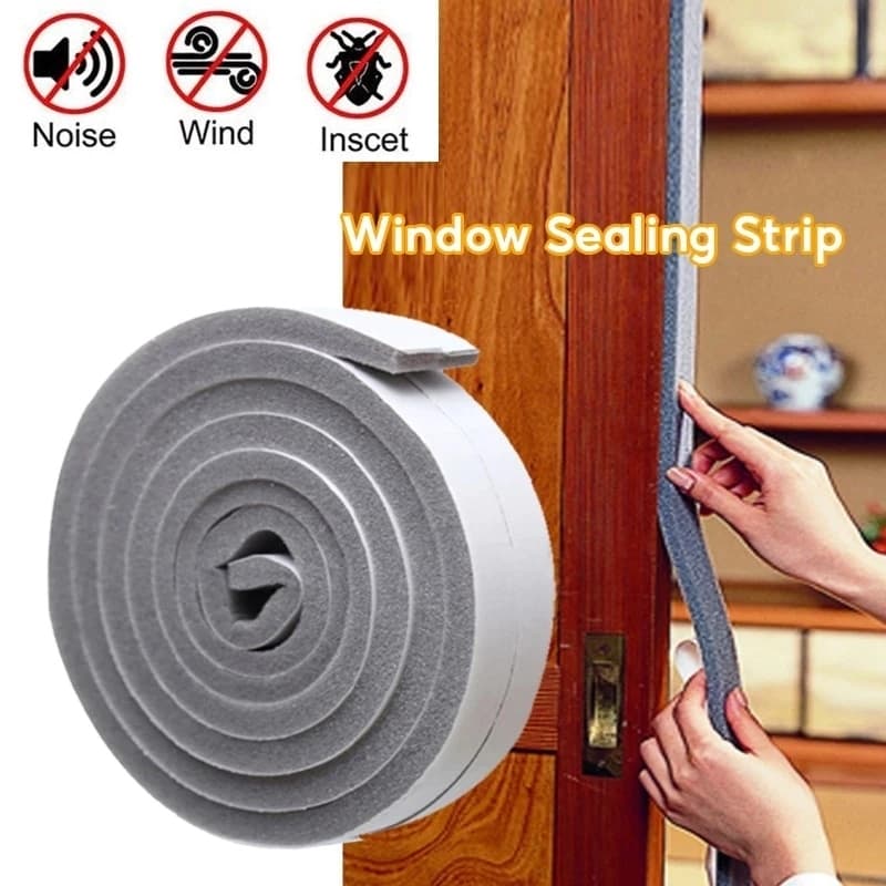 Cuộn ron gioăng mút xốp dán khe khung cửa cách âm giảm chấn chống bụi 1x1.6cm dài 5M và Ron/Nẹp Chặn Khe Hở Cửa. LMS