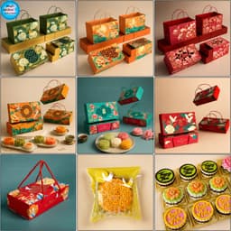 Hộp Giấy - Bánh Trung Thu Quai Xách - 4 Bánh Thấp - TÚI GIẤY - HỘP GIẤY 4