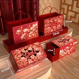 Hộp Giấy - Bánh Trung Thu Quai Xách - 4 Bánh Thấp - TÚI GIẤY - HỘP GIẤY 3