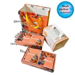 Hộp Giấy - Bánh Trung Thu Quai Xách - 4 Bánh Thấp - TÚI GIẤY - HỘP GIẤY 6