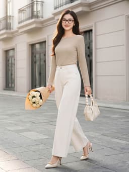 Áo thun nữ CARDINA chất liệu thun xốp dài tay cổ thuyền 6AHF02 5