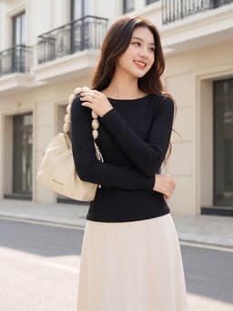 Áo thun nữ CARDINA chất liệu thun xốp dài tay cổ thuyền 6AHF02 8