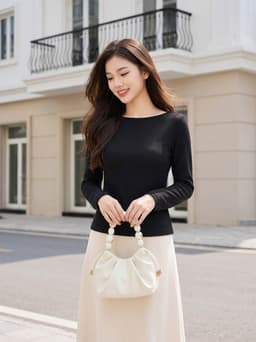Áo thun nữ CARDINA chất liệu thun xốp dài tay cổ thuyền 6AHF02 9