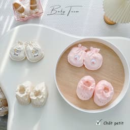 Combo 3-5 Set Bao Tay Bao Chân Bo Chun Embes Baby Toom Vải Petit Pastel Mềm Mại Cho Bé Sơ Sinh 3