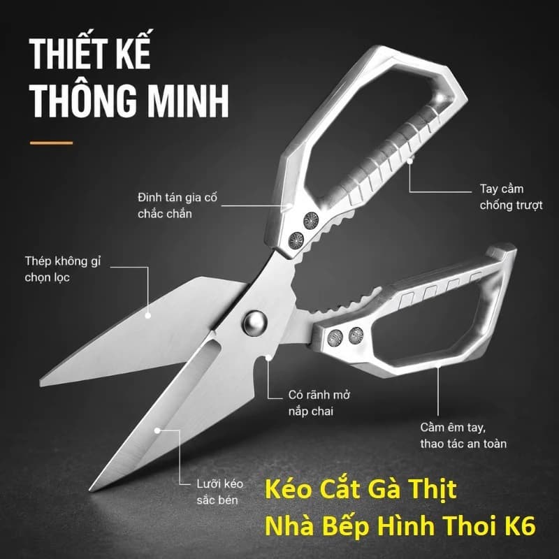 Kéo Cắt Gà Thịt Nhà Bếp Hình Thoi K6 và Kéo Nhật KAPUSI SK-5. LMS