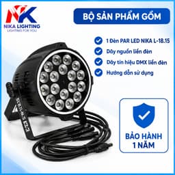 Đèn Par LED NIKA L-18.15W Full viền RGBW 4in1 Full Màu DMX512 Dùng Cho Sân Khấu Sự Kiện, Led viền 8