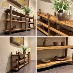 Kệ Trưng Bày 3 Tầng Gỗ Tràm Tự Nhiên, Kệ Decor Bình Gốm, Kệ Trang Trí Phòng Khách Nhà Bếp 3