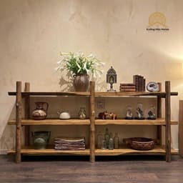Kệ Trưng Bày 3 Tầng Gỗ Tràm Tự Nhiên, Kệ Decor Bình Gốm, Kệ Trang Trí Phòng Khách Nhà Bếp 1