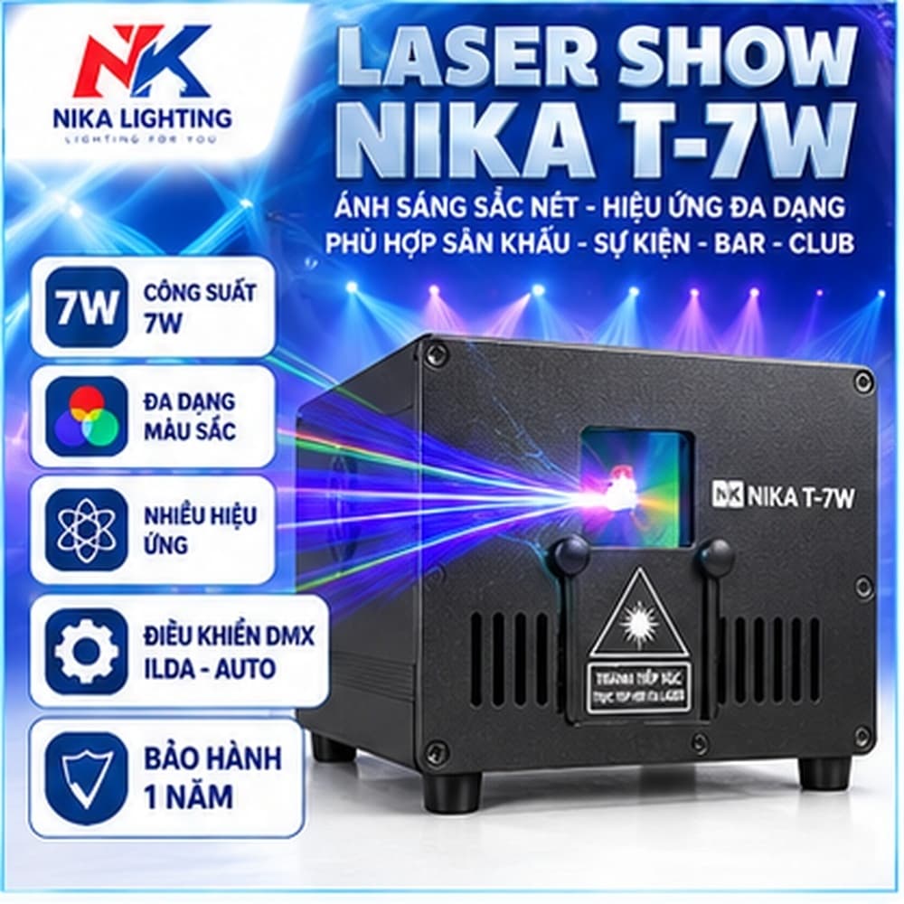 Đèn Laser 5W - 7W NIKA Chiếu Hiệu Ứng Ánh Sáng Dùng Cho Sân Khấu Sự Kiện Nhà Rạp Chuyên Nghiệp