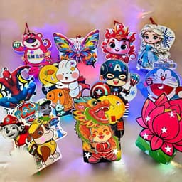 SỈ 20 - 40 Cái Đèn Lồng Trung Thu 2 Mảnh Mini Kèm Cây Và Đèn Led Nhiều Hình Dễ Thương Sắc Nét ( MIX MẪU) VT86 Chưa Lắp 2