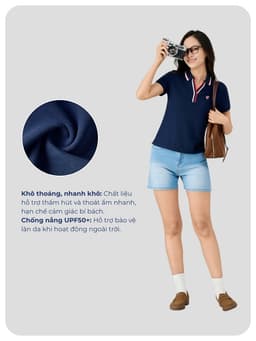 Áo Polo Nữ Yody Bo Phối Màu Cổ V Slim Thấm Hút Mềm Mại WAPO26A029 7