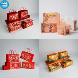 Hộp Giấy - Bánh Trung Thu Quai Xách - 4 Bánh Thấp - TÚI GIẤY - HỘP GIẤY 1