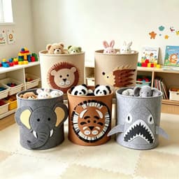 Giỏ đựng đồ bằng nỉ phong cách Hàn Quốc có thể giặt, giỏ họa tiết để đựng quần áo bẩn đồ chơi cho bé 9