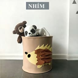 Giỏ đựng đồ bằng nỉ phong cách Hàn Quốc có thể giặt, giỏ họa tiết để đựng quần áo bẩn đồ chơi cho bé 3
