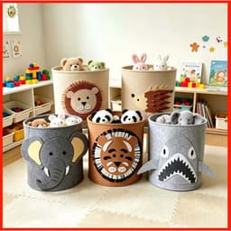Giỏ đựng đồ bằng nỉ phong cách Hàn Quốc có thể giặt, giỏ họa tiết để đựng quần áo bẩn đồ chơi cho bé 1