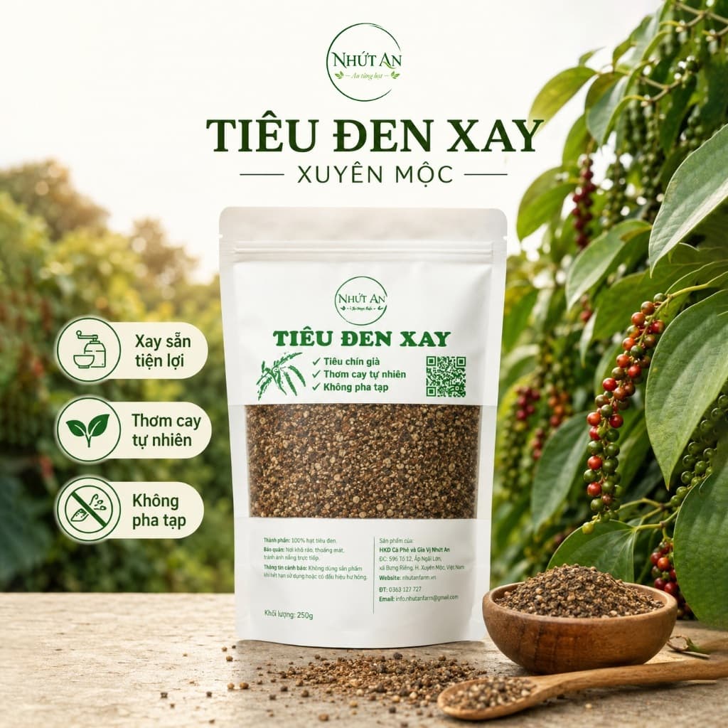 Tiêu Đen Xay Xuyên Mộc, Thơm Cay Tự Nhiên, Dùng Ướp Nấu Rắc Món Ăn, Tiện Lợi Sẵn Dùng -  Nhứt An