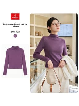Áo thun nữ CARDINA chất liệu thun mềm co giãn dài tay cổ leo 6AHF01 1