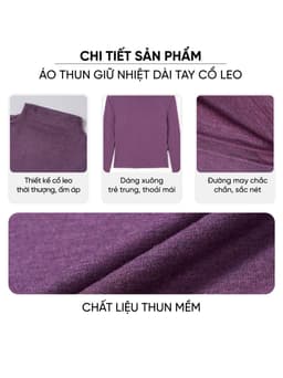 Áo thun nữ CARDINA chất liệu thun mềm co giãn dài tay cổ leo 6AHF01 3